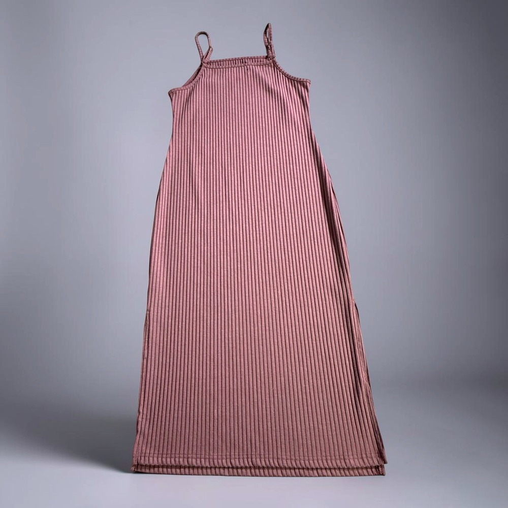 Say What Ribbed Midi Bodycon Dress Mauve Purple Adjustable Straps XL - Picture 4 of 8